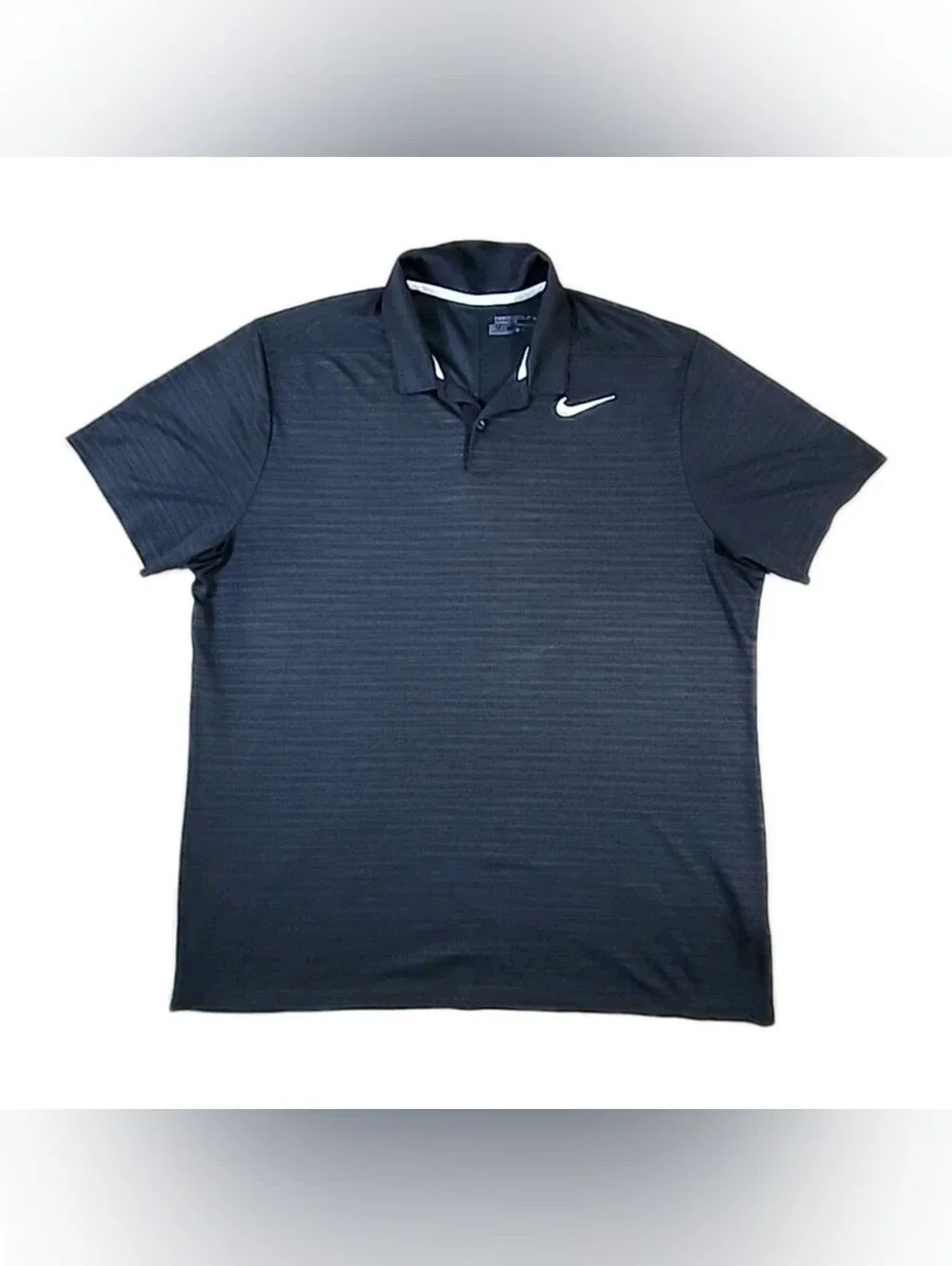 Nike Men’s Navy Textured Polo with White Swoosh